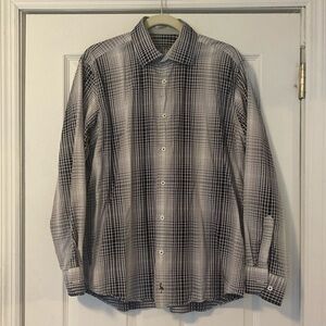 TAILORBYRD Cotton Gray and White Checked Button Down Shirt